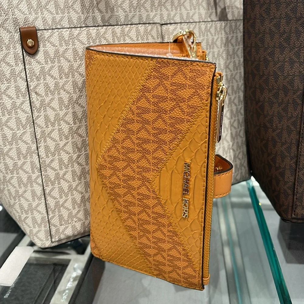 MICHAEL KORS JST LG DOUBLE ZIP WRISTLET WALLET PHONE HOLDER Cider Multi NWT